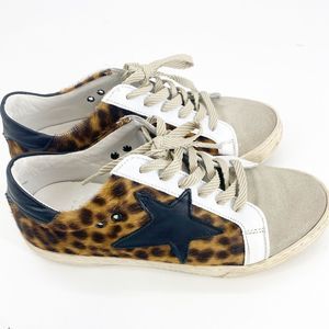 L’idea by Lori Leopard Calf Hair Star Sneakers Sz 36